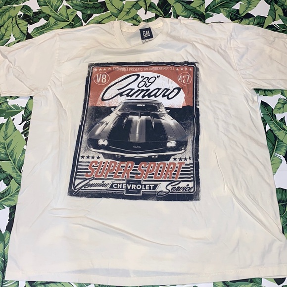 Mens GM 69 Camero SS Short Sleeve T Shirt Size XL Cotton Tee Beige Authentic - Picture 1 of 4